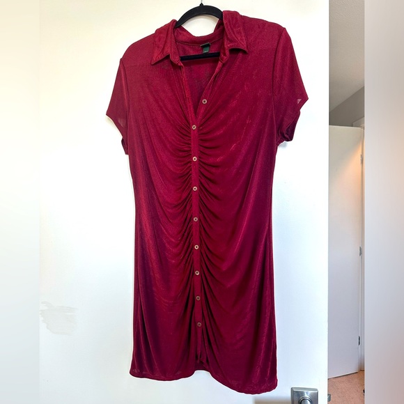 Wild Fable Short Sleeve Button-Front Bodycon Dress XXL - Picture 2 of 4